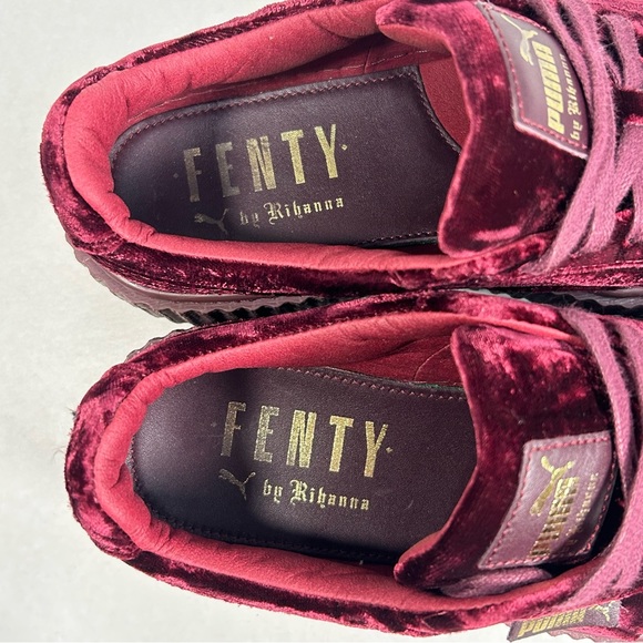 Puma x FENTY by Rihanna Creeper Velvet Platform Red & Gold Shoes; Women’s Sz 7.5 - Picture 9 of 16